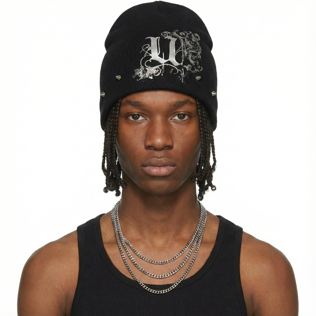 “U” Spiked Beanie (Black)