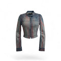 Rhinestone (Red and Blue Denim) Moto Jacket