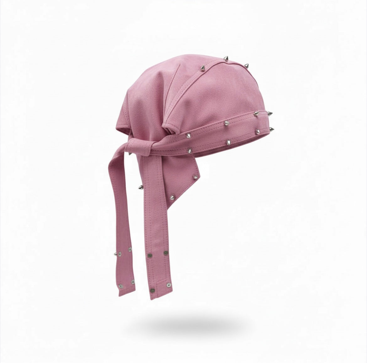 Spiked Out Pink Suede Moto Cap