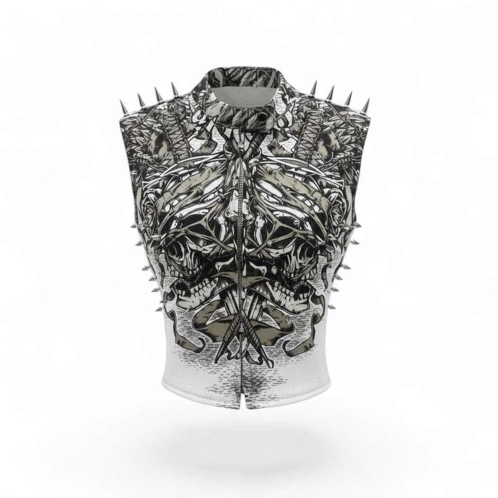 Affliction (White) Spiked Moto Vest