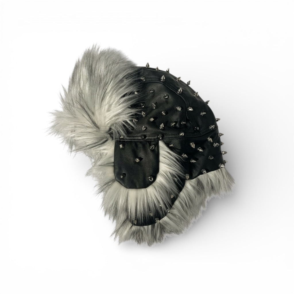 Spiked Out Leather Trapper Hat