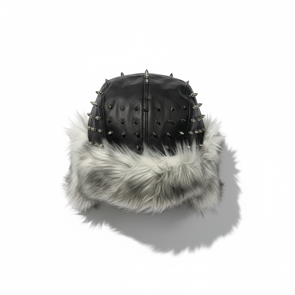 Spiked Out Leather Trapper Hat