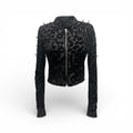 Black Leopard Spiked Out Moto Jacket