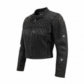 Rhinestone (Black Denim) Moto Jacket