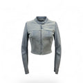 Rhinestone (Light Blue Denim) Moto Jacket