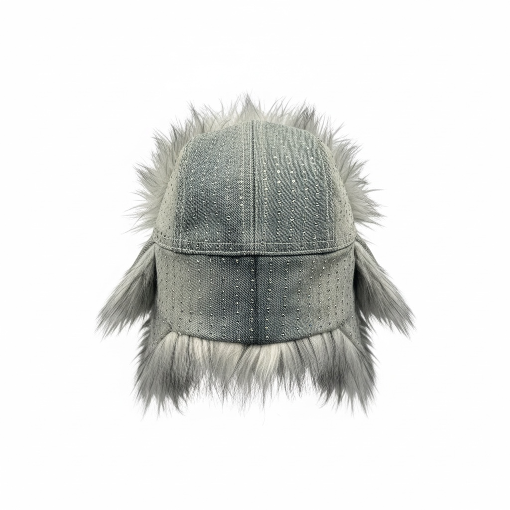 Rhinestone (Light Blue Denim) Trapper Hat