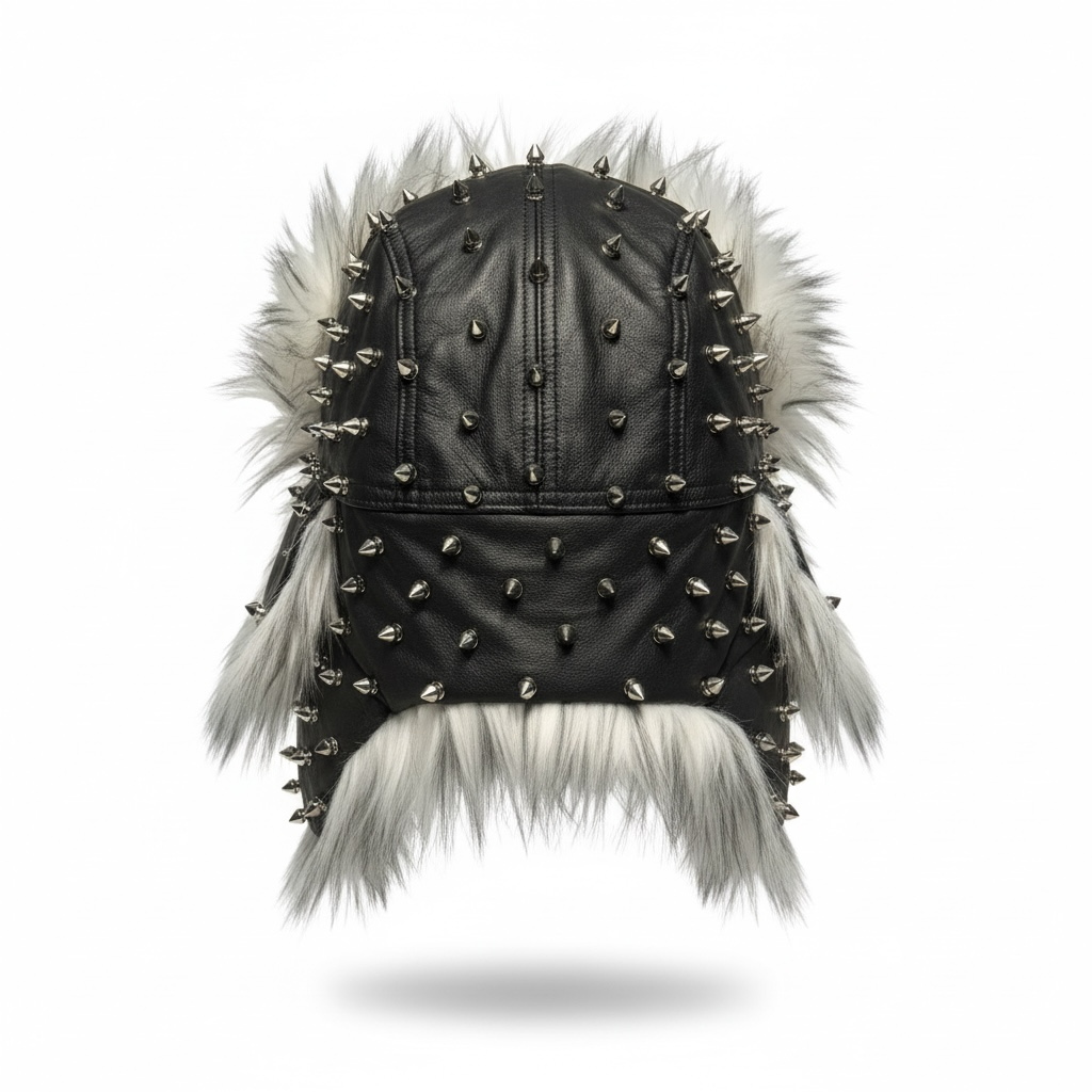 Spiked Out Leather Trapper Hat