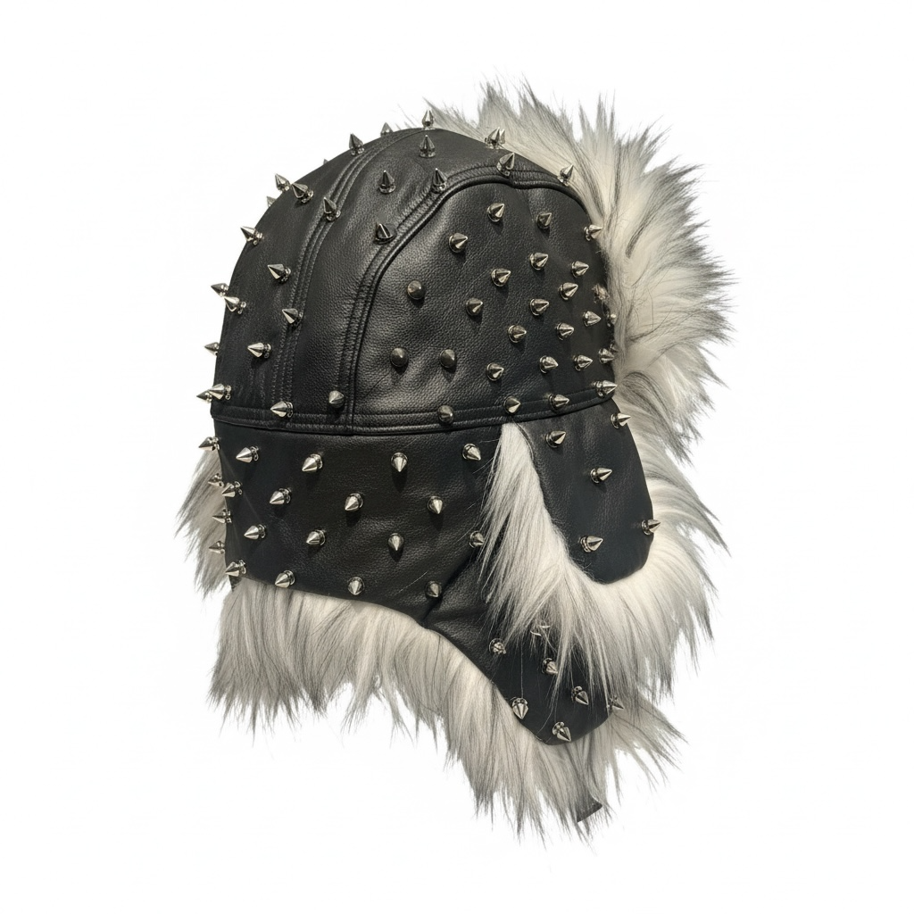 Spiked Out Leather Trapper Hat
