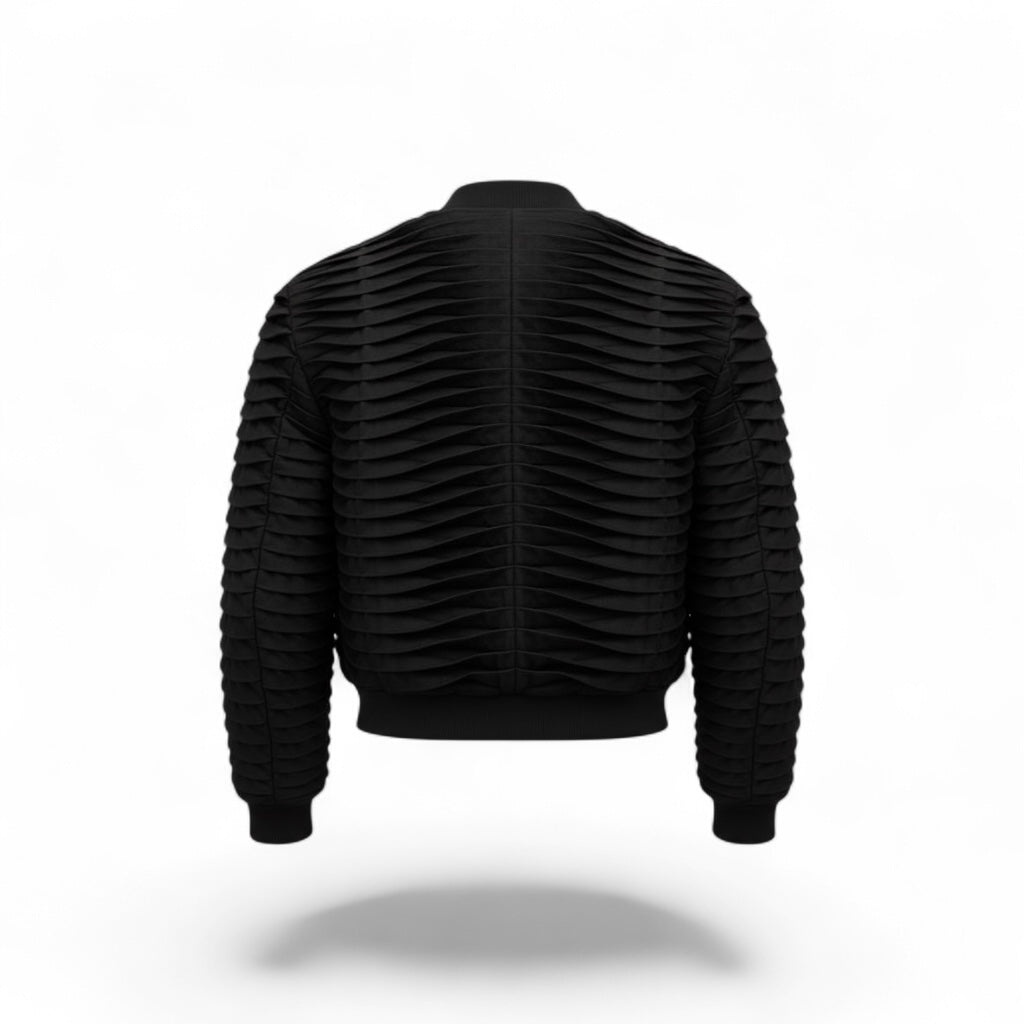 Japanese Denim Pleated Bomber Jacket