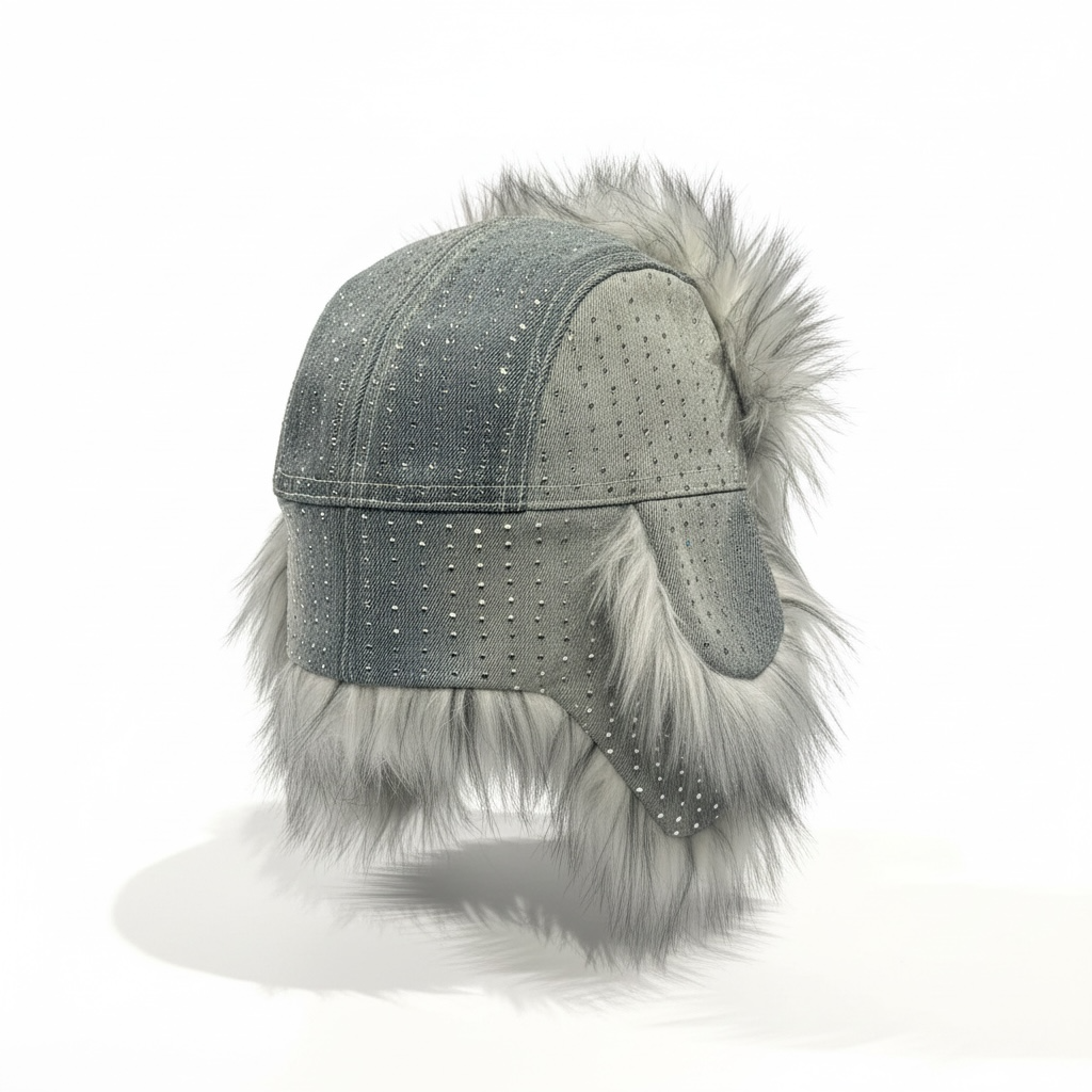 Rhinestone (Light Blue Denim) Trapper Hat