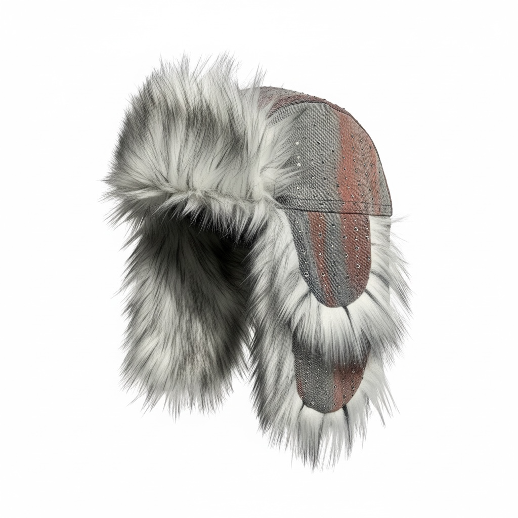 Rhinestone (Red and Blue Denim) Trapper Hat