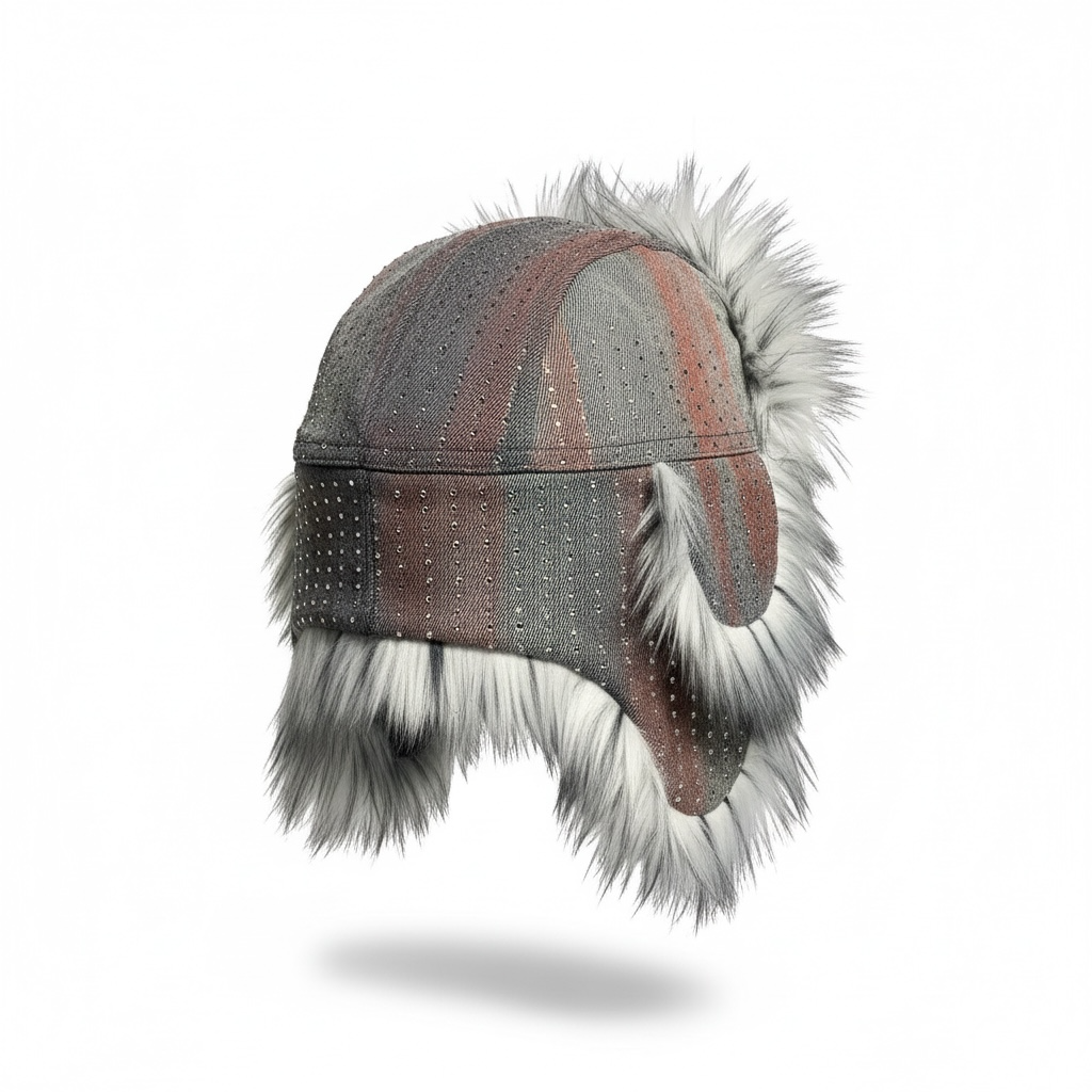 Rhinestone (Red and Blue Denim) Trapper Hat