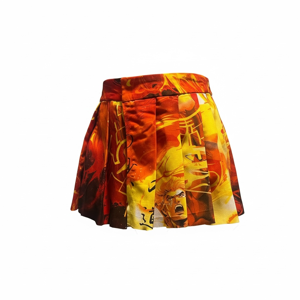 Upcycled Anime Skirt (Orange)