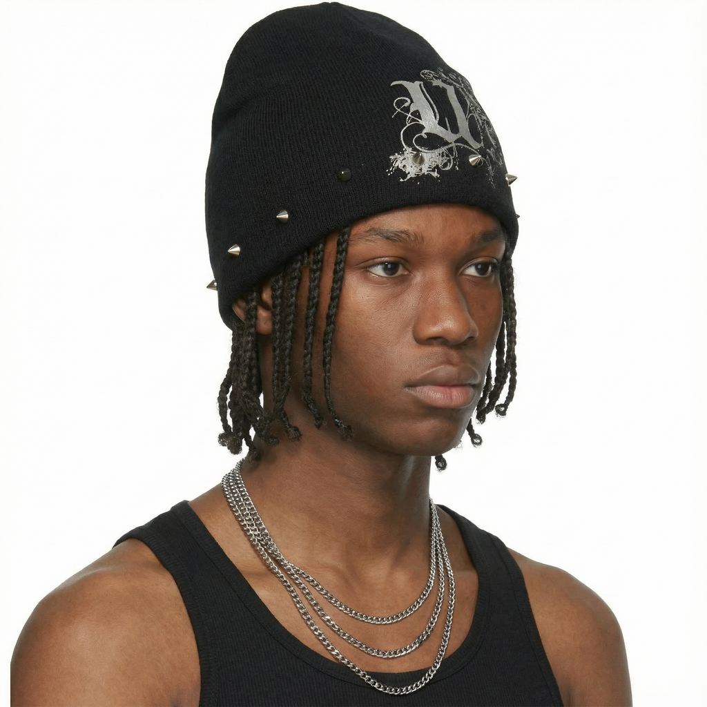 “U” Spiked Beanie (Black)
