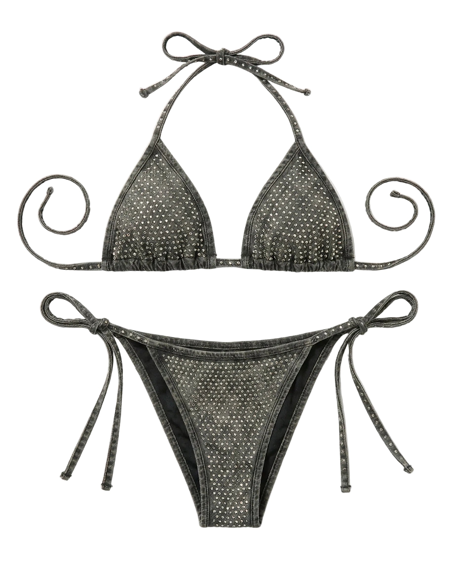 Rhinestone Bikini (Grey No Skirt)
