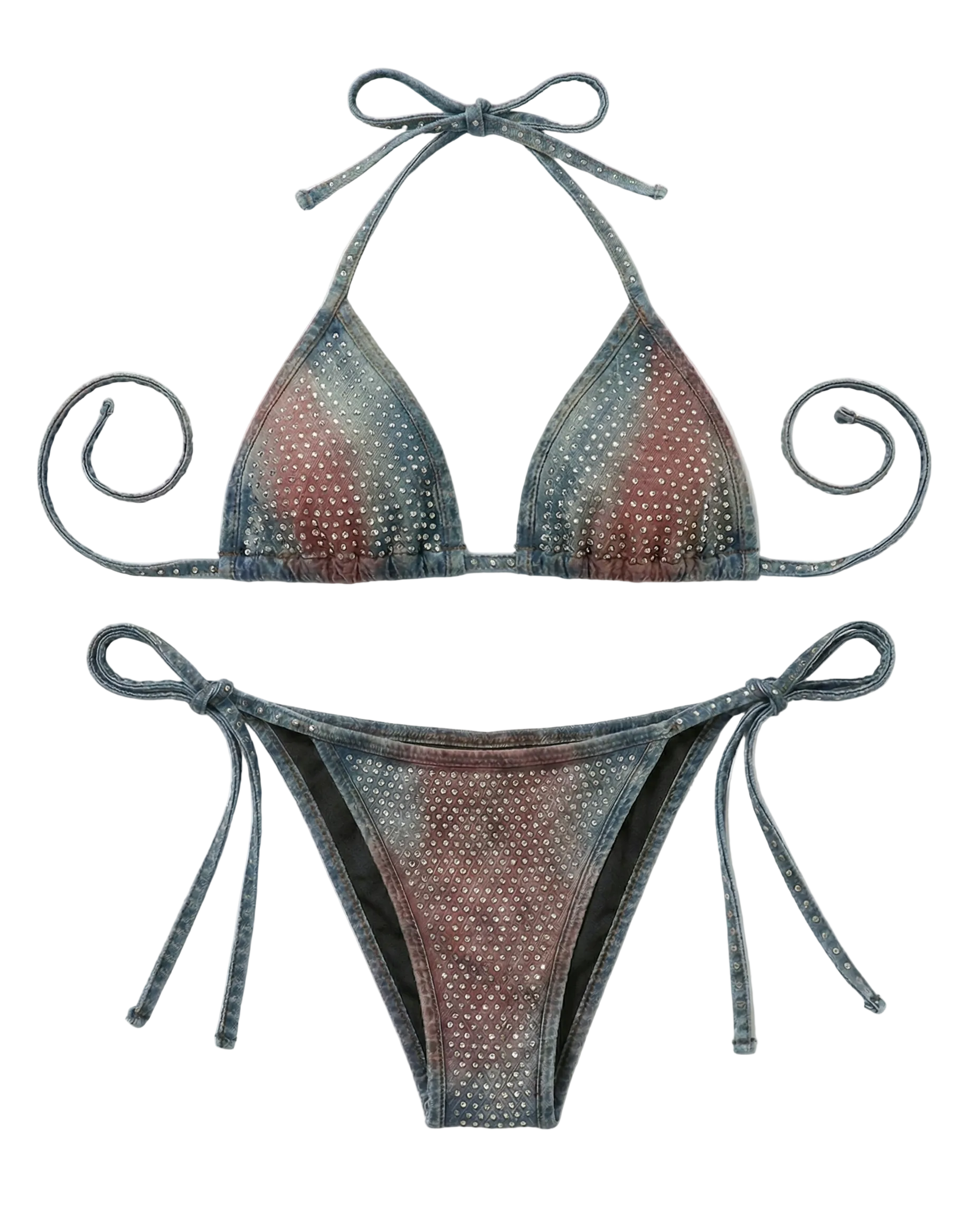 Rhinestone Bikini (Red/Blue No Skirt)