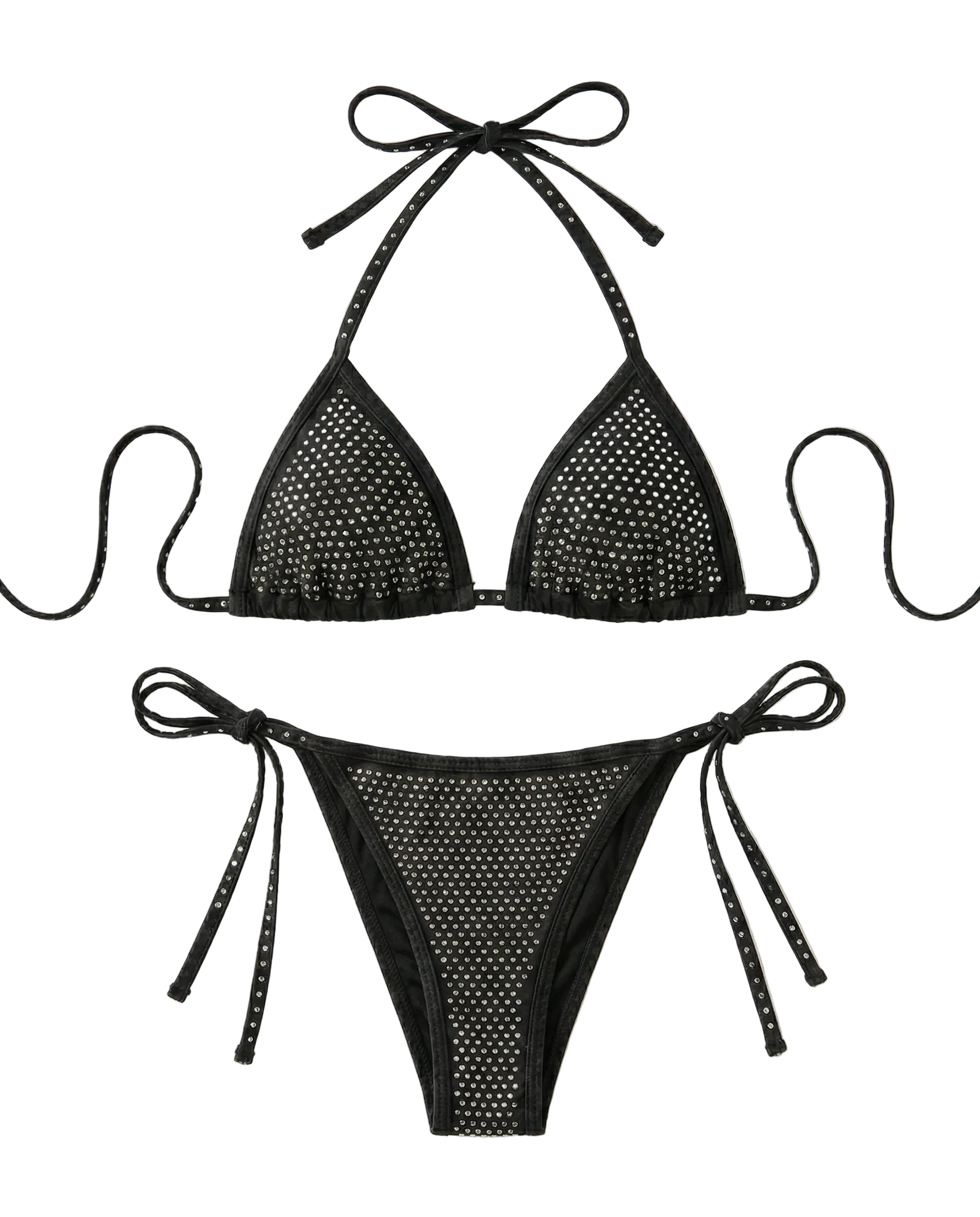 Rhinestone Bikini (Black No Skirt)